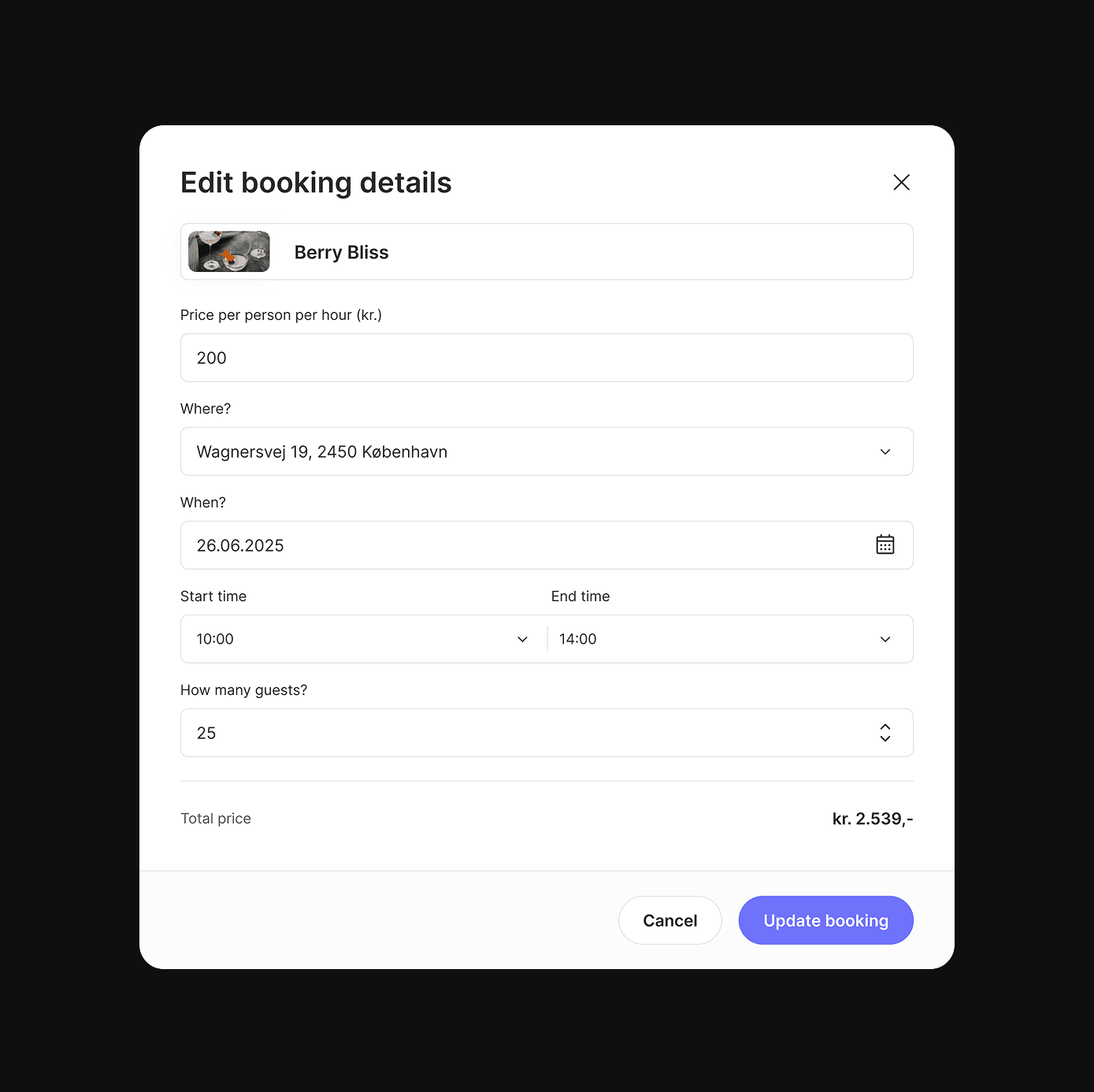 edit booking